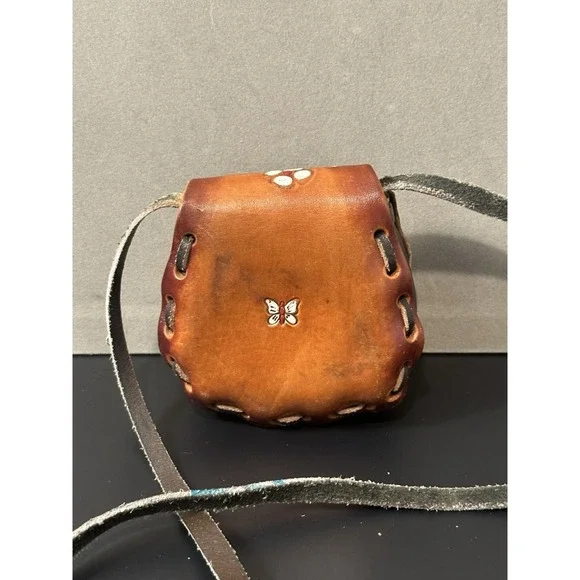 Vintage Mexican Folk Art Leather‎ Mini Crossbody Bag - Picture 5 of 7